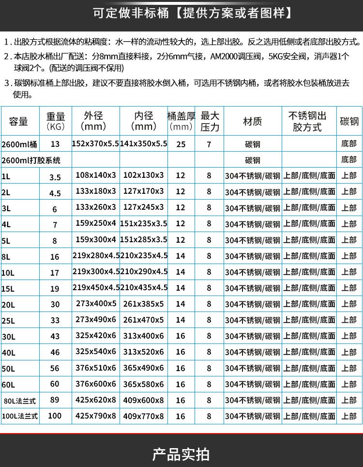 帶電機攪拌壓力桶標準桶參數